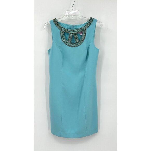 LILLY PULITZER shift sheath dress turquois blue 6 - Picture 2 of 10